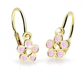 Cutie Jewellery Detské kvietkové náušnice zo žltého zlata C2744-10-X-1 ružová