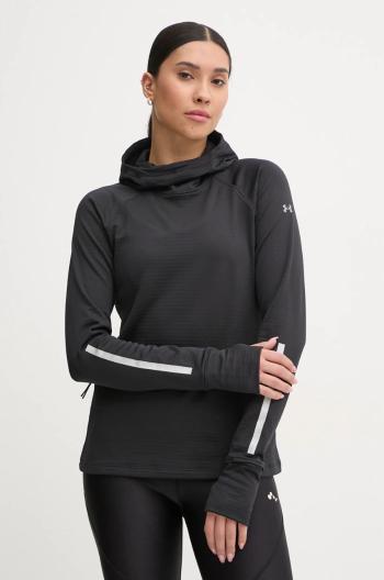 Bežecká mikina Under Armour Launch Cold Weather čierna farba, s kapucňou, s potlačou, 1386350