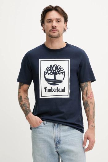 Bavlnené tričko Timberland pánske, tmavomodrá farba, s potlačou, TB0A5WQQ4331
