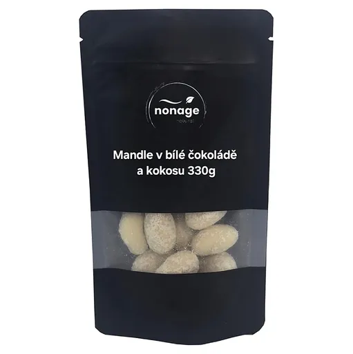 NONAGE Mandle v bielej čokoláde obalené kokosom 330 g