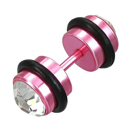 Falošný piercing ružový so zirkónmi