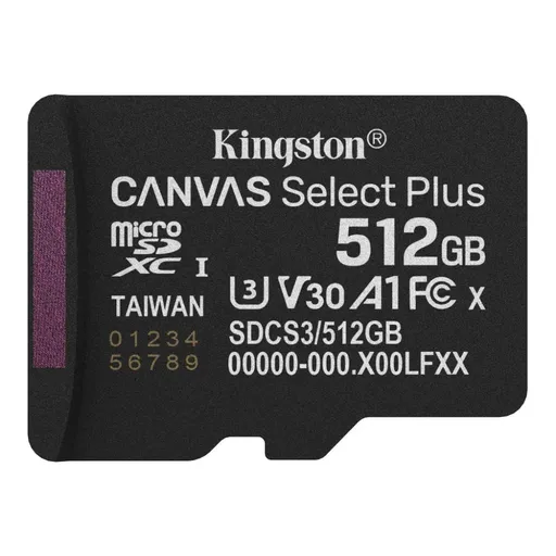 Kingston MicroSDXC karta 512GB Canvas Select Plus, U3, V30, A1