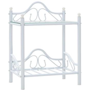 SHUMEE Nočný stolík z ocele a tvrdeného skla 45 × 30,5 × 60 cm biely, 246728