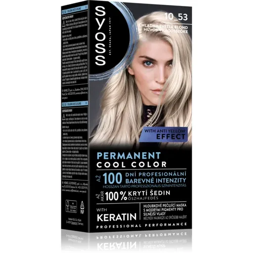 Syoss Permanent Cool Color permanentná farba na vlasy s chladným podtónom odtieň 10_53 Chladná Světlá Blond 1 ks