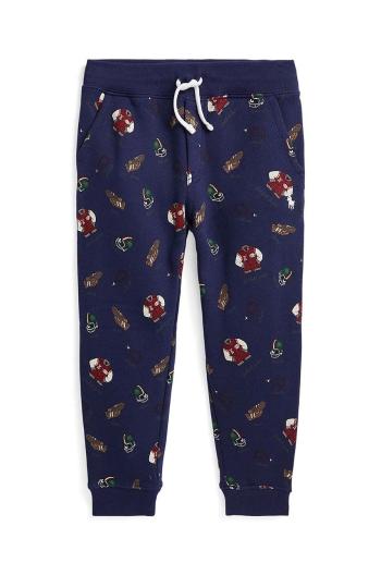 Detské tepláky Polo Ralph Lauren tmavomodrá farba, vzorované