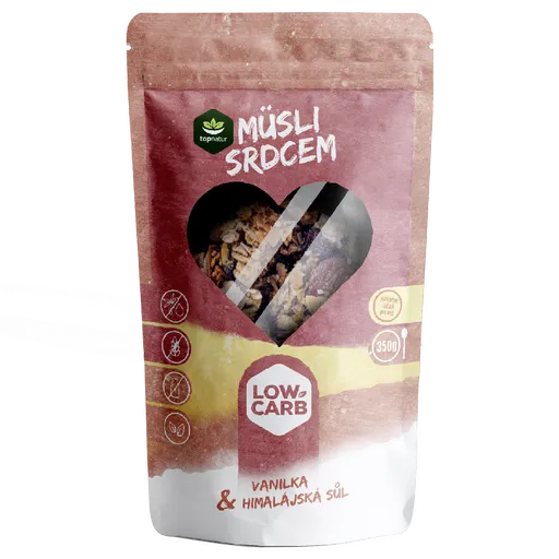 TOPNATUR Low carb müsli srdcom vanilka a himalájska soľ 350 g