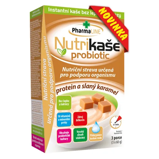 PHARMALINE Nutrikaše probiotic proteín a slaný karamel 3 x 60 g