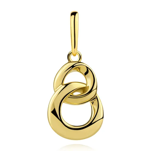 Zlatý prívesok 9K s prepojenými asymetrickými kruhmi