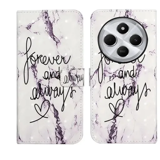 ART Peňaženkový kryt pre Xiaomi Redmi 14C / Poco C75 WHITE MARBLE