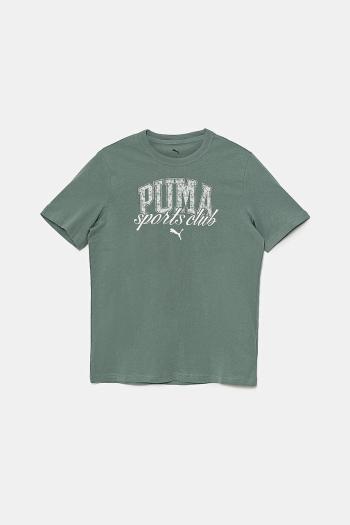 Detské bavlnené tričko Puma CLASS Graphic Tee zelená farba, s potlačou, 685814