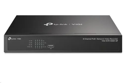 TP-Link VIGI NVR1008H-8P, videorekordér, 8 kanálov, 8xPoE, 1x100Mbps LAN, 1xVGA, 1xHDMI, 2xUSB2.0
