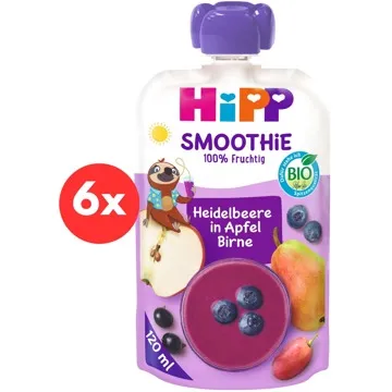 HiPP BIO Smoothie Jablko-Hruška-Čučoriedky 6× 120 ml (4062300325142)