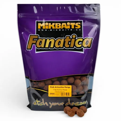 Mikbaits boilie fanatica krab ančovička mango - 900 g 20 mm