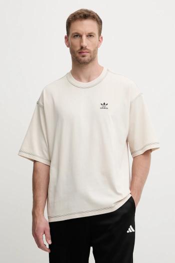 Bavlnené tričko adidas Originals Essentials pánske, béžová farba, jednofarebné, JW0970
