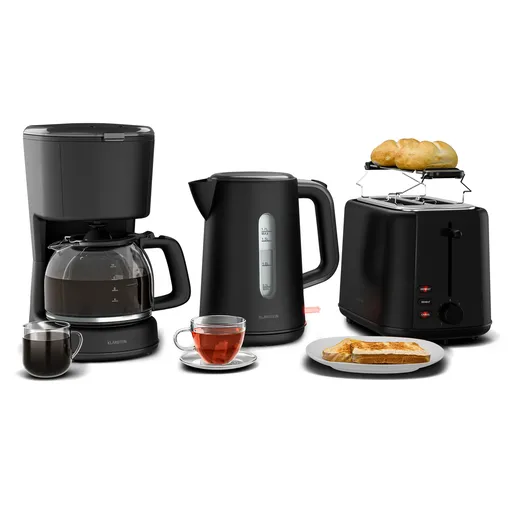 Klarstein Velaire raňajkový set, hriankovač, rýchlovarná kanvica a kávovar, 800 W, 1,7 l