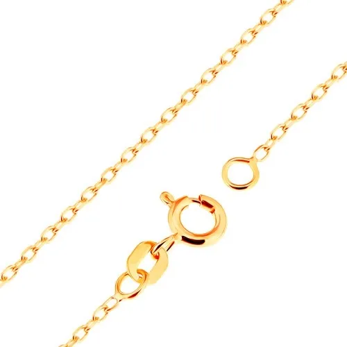 Retiazka v žltom 18K zlate - hladké oválne očká, vzor Rolo, 500 mm