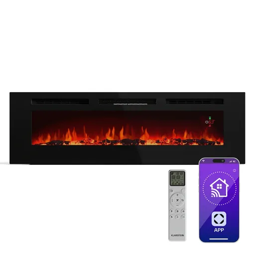 Klarstein Galeras Smart Inteligentný elektrický krb, 2 nastavenia teploty, 16 - 30°| LED ilúzia plameňa, Možnosť pripojenia k IOT