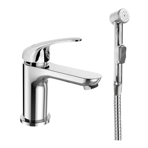 Mereo Umývadlová stojanková batéria Lila s bidetovou sprchou CBEE10105