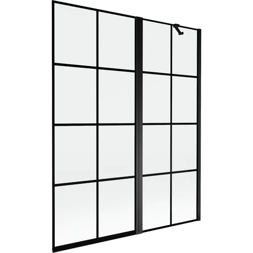 MEXEN - MIST vaňová zástena 140x150 cm 6mm f+s, čierna, dekor, pravá 8A9-140-011-70-77-P