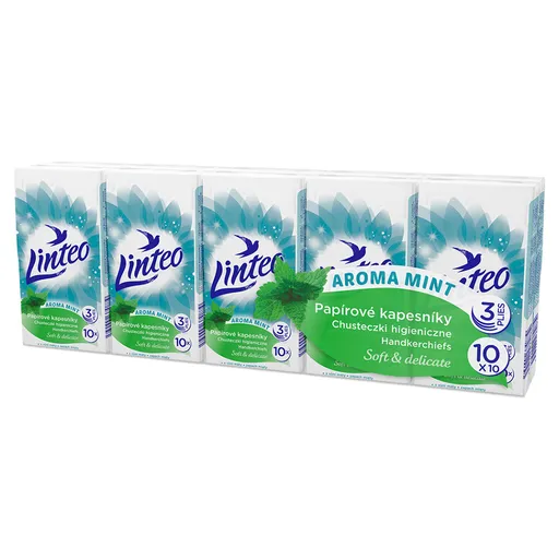 LINTEO Papierové vreckovky 3-vrstvové vôňa mäty 10x10 ks