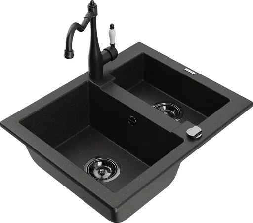 MEXEN/S MEXEN/S - Carlos granitový drez 1.5 vrátane batérie Carla, čierna/zlatá metalik 6518-75-670700-70-B