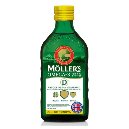 MÖLLER´S Omega 3 D+ olej z tresčej pečene s citrónovou príchuťou 250 ml