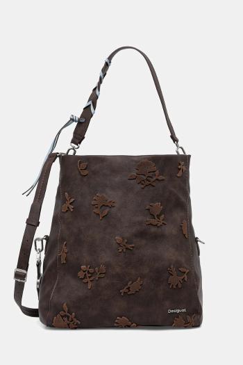 Kabelka Desigual STENCIL FLOWER LO hnedá farba, 25WAXPBA