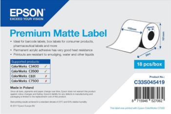 Epson C33S045419 Premium Matte, pre ColorWorks, 102mmx35m, biele samolepiace etikety