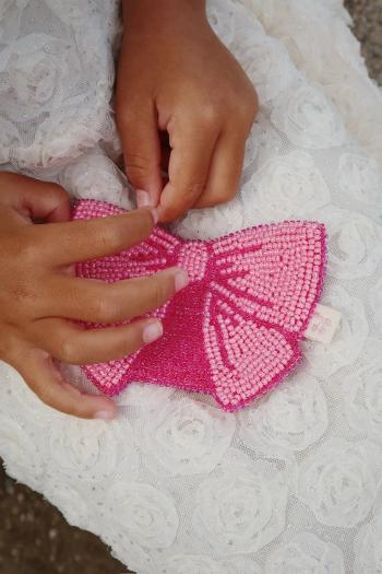 Detská peňaženka Konges Sløjd BEADED BOW WALLET dievčenská, ružová farba, KS103212