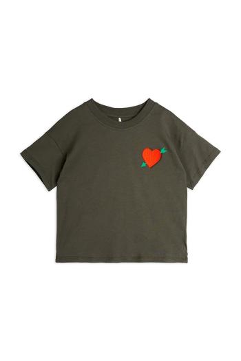 Detské bavlnené tričko Mini Rodini Arrowed heart čierna farba, s nášivkou, 2522012499