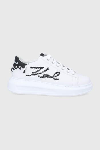 Kožená obuv Karl Lagerfeld KAPRI biela farba,