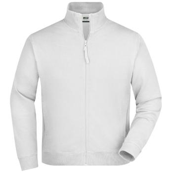 James & Nicholson Pánska mikina na zips bez kapucne JN058 - Biela | XL