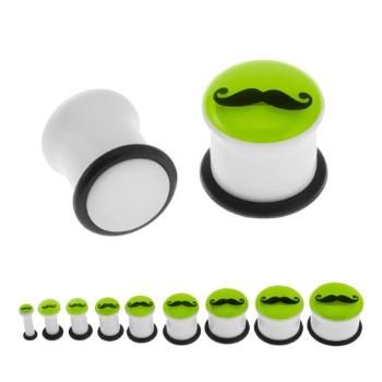 Plug do ucha bielej farby, čierne fúzy a gumička, predná časť svietiaca v tme - Hrúbka: 3 mm