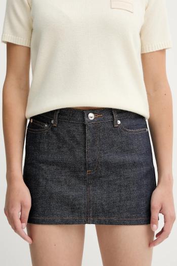 Rifľová sukňa A.P.C. mini-jupe tmavomodrá farba, mini, rovný strih, CODBS.F06093