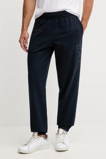 Bavlnené tepláky EA7 Emporio Armani tmavomodrá farba, s nášivkou, AF13512.7M000906