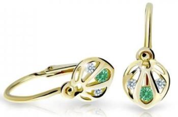 Cutie Jewellery Slušivé detské náušnice zo žltého zlata C2265-10-X-1 zelená