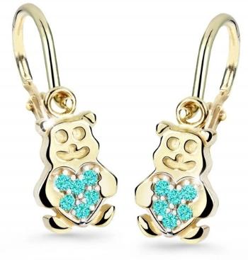 Cutie Jewellery Detské náušnice zo žltého zlata Medvedíky C2751-10-X-1 svetlo zelená