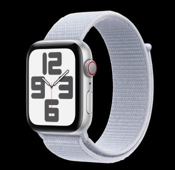 APPLE Watch SE (2024) Cellular 40mm, Strieborný hliník s oblačne modrým prevliekacím remienkom