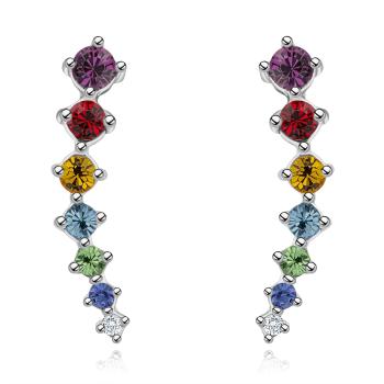 Náušnice v striebre 925 - oblúk s farebnými krištáľmi Swarovski, puzety