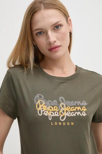 Bavlnené tričko Pepe Jeans GALEY dámske, zelená farba, PL505941