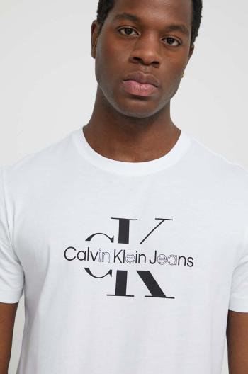 Bavlnené tričko Calvin Klein Jeans pánske,biela farba,s potlačou,J30J325190