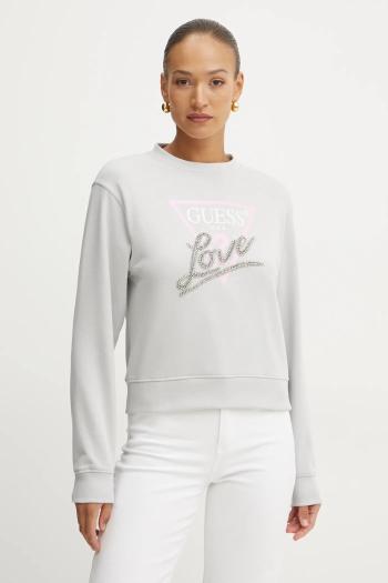 Mikina Guess dámska, šedá farba, s nášivkou, W5RQ04 KB683