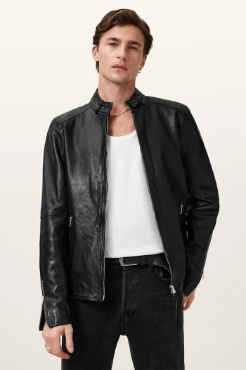 Kožená bunda AllSaints CORA čierna farba, prechodná, M064LB