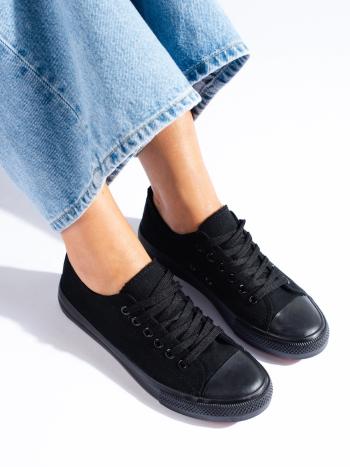 Trendy čierne tenisky pre ženy bez podpätku