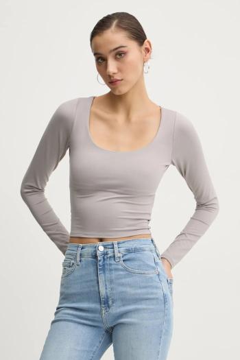 Tričko s dlhým rukávom Hollister Co. dámske, šedá farba, KI339-3628