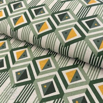 Dekoračná látka Linenlook Geometric Graphic Diamond soft green
