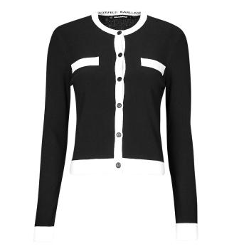 Karl Lagerfeld  CLASSIC LSLV CARDIGAN  Vesty bez rukávov/Cardigany Čierna