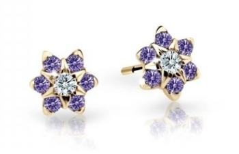 Cutie Jewellery Pôvabné detské náušnice zo žltého zlata C2152-30-X-1 fialová