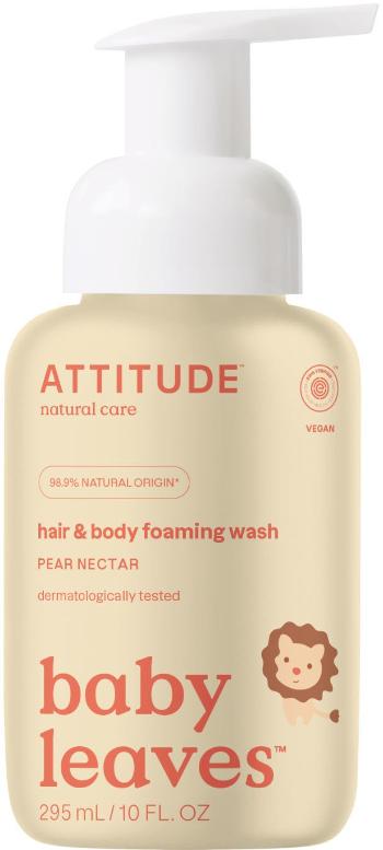 ATTITUDE Baby Leaves Detská sprchová pena (2v1) s vôňou hruškovej šťavy 295 ml