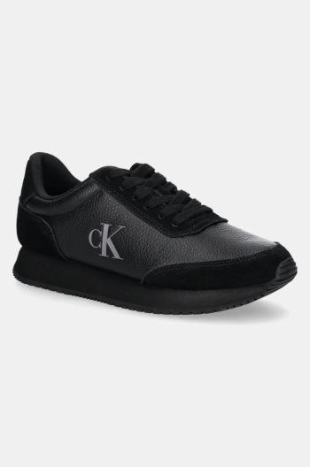 Kožené tenisky Calvin Klein Jeans RUNNER LACEUP LOW MIX MG čierna farba, YW0YW01798
